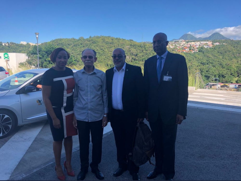 Nadege Jean-Baptiste, Program officer at the OECS Commission,  the President of the Collectivity of Martinique Alfred Marie-Jeanne, the Director General of the OECS Commission Dr. Didacus Jules and the President of the Chamber of Commerce of Martinique Philippe Jock. ©Collectivity of Martinique. ©Collectivity of Martinique. 