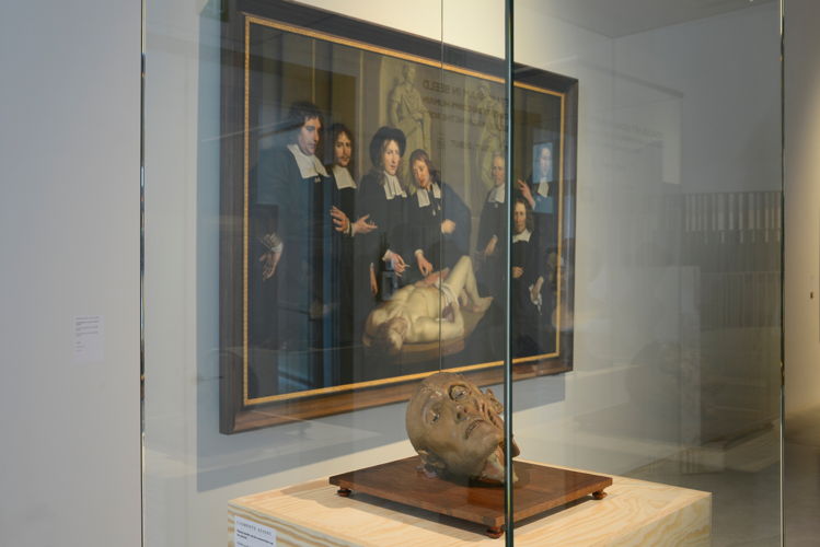 Wassen beeld van Clemente Susini en schilderij 'Anatomische les van dr. Frederik Ruysch' van 'Adriaen Backer (c) Isabelle Arthuis 