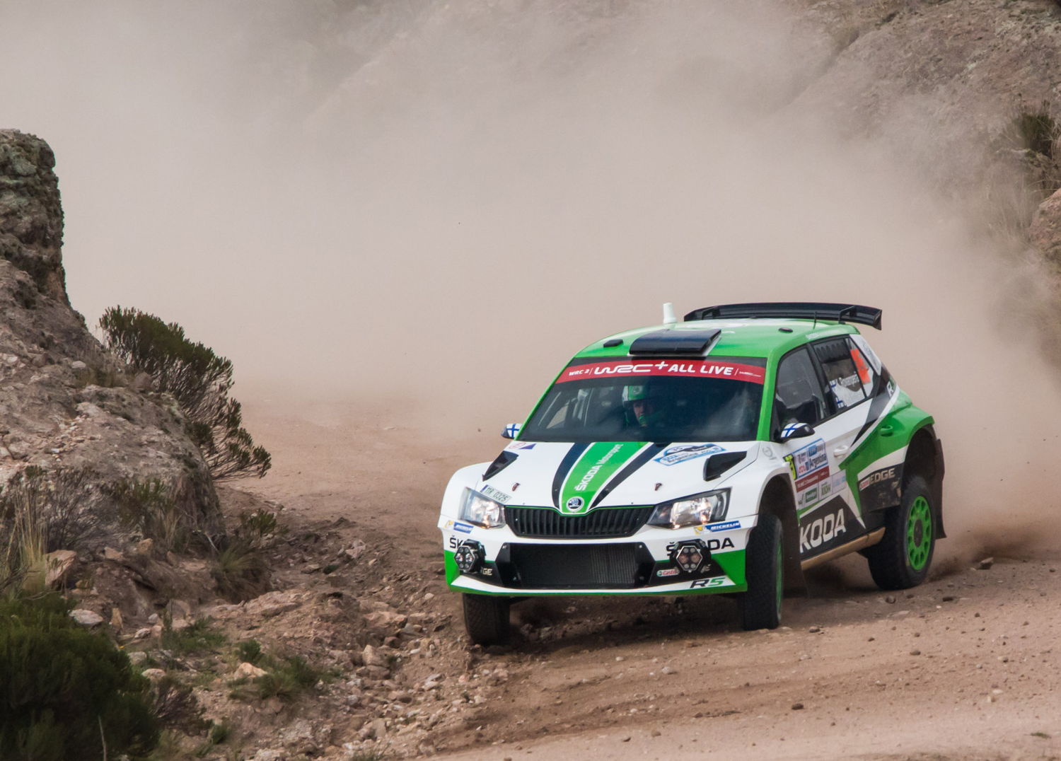 Finnish ŠKODA juniors Kalle Rovanperä and Jonne Halttunen retired with an accident while they were leading the WRC 2 category at Rally Argentina