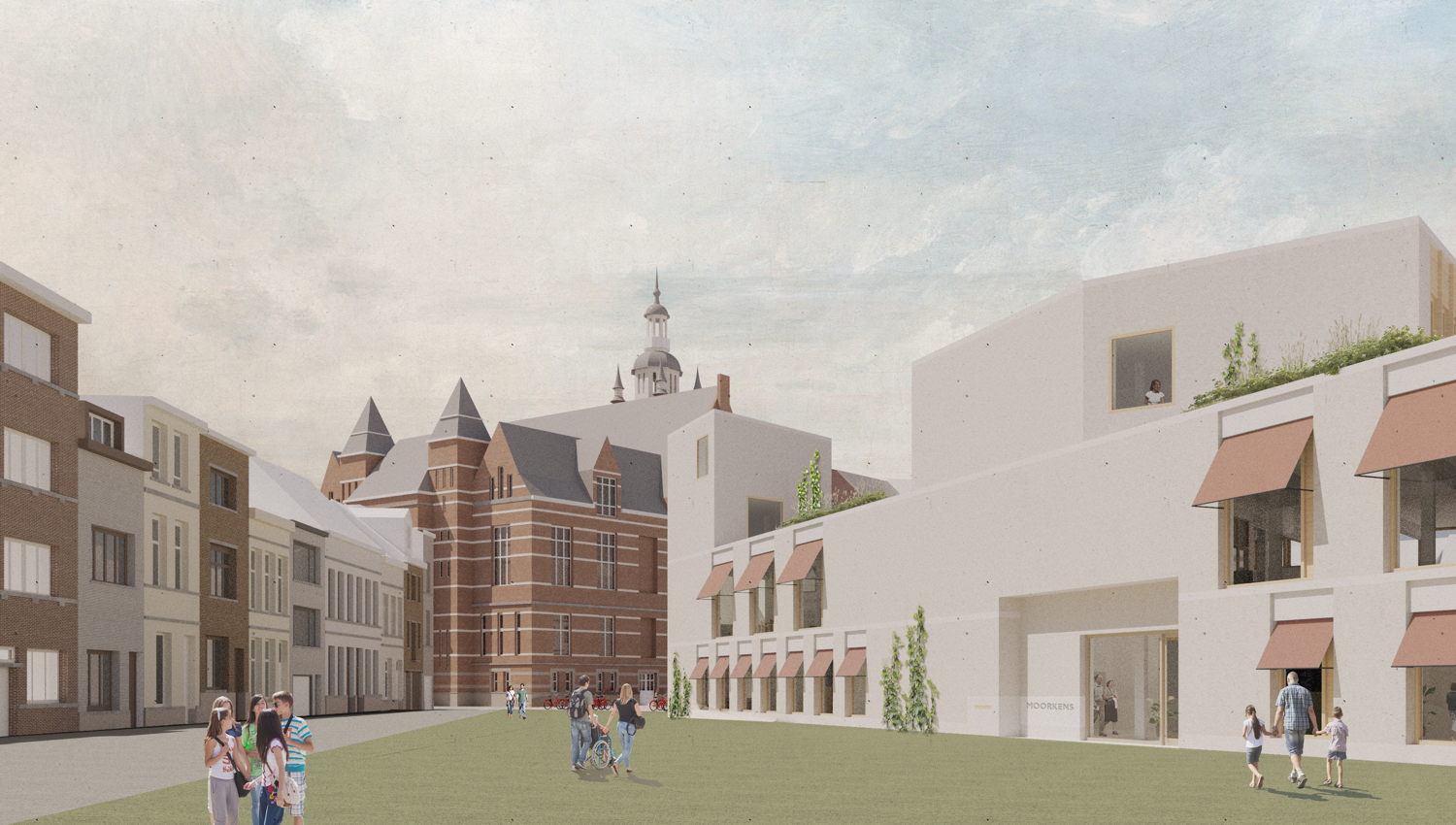 Nieuwbouw beeld 3. De groene strook geeft aan waar het toekomstige buurtpark komt.  © Nauta Bedaux