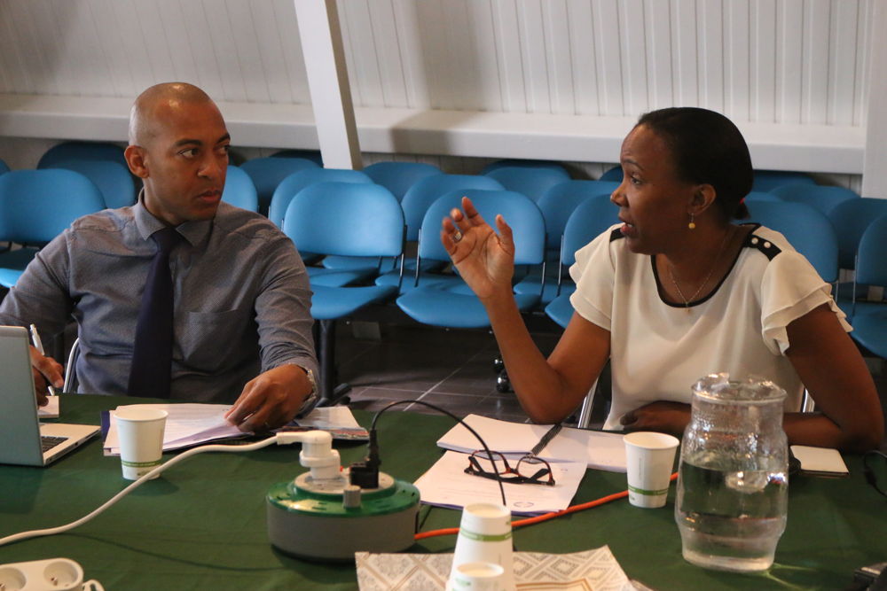 Education Specialist Rafer Gordon and Technical Cooperation Programme Officer at the French Embassy to the OECS and Barbados Lucienne Larive-Mason