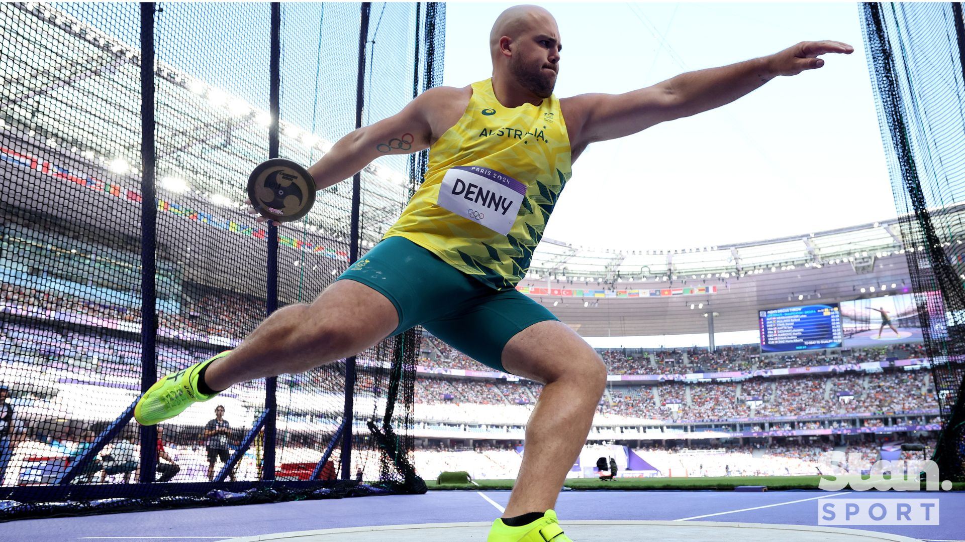 Matt Denny took just two throws to automatically qualify for the Men's Discus Final. Matt Denny took just two throws to automatically qualify for the Men's Discus Final.
