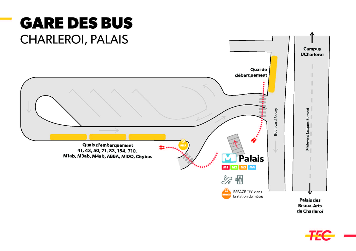 Plan de la gare des bus Palais