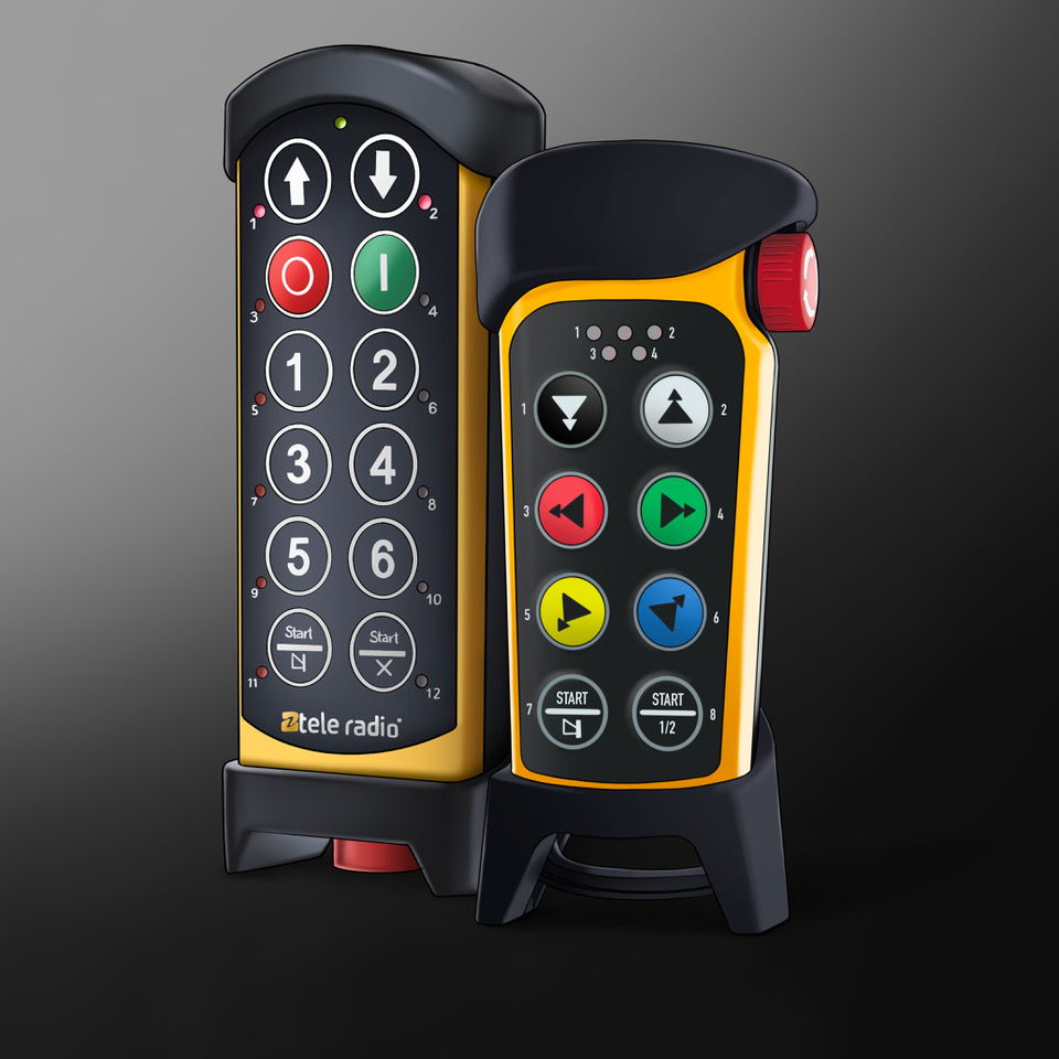 The Panther T19-2 (right) has eight buttons, while the T29-12 is a 12-button version and can control up to 4 x 24 different functions.