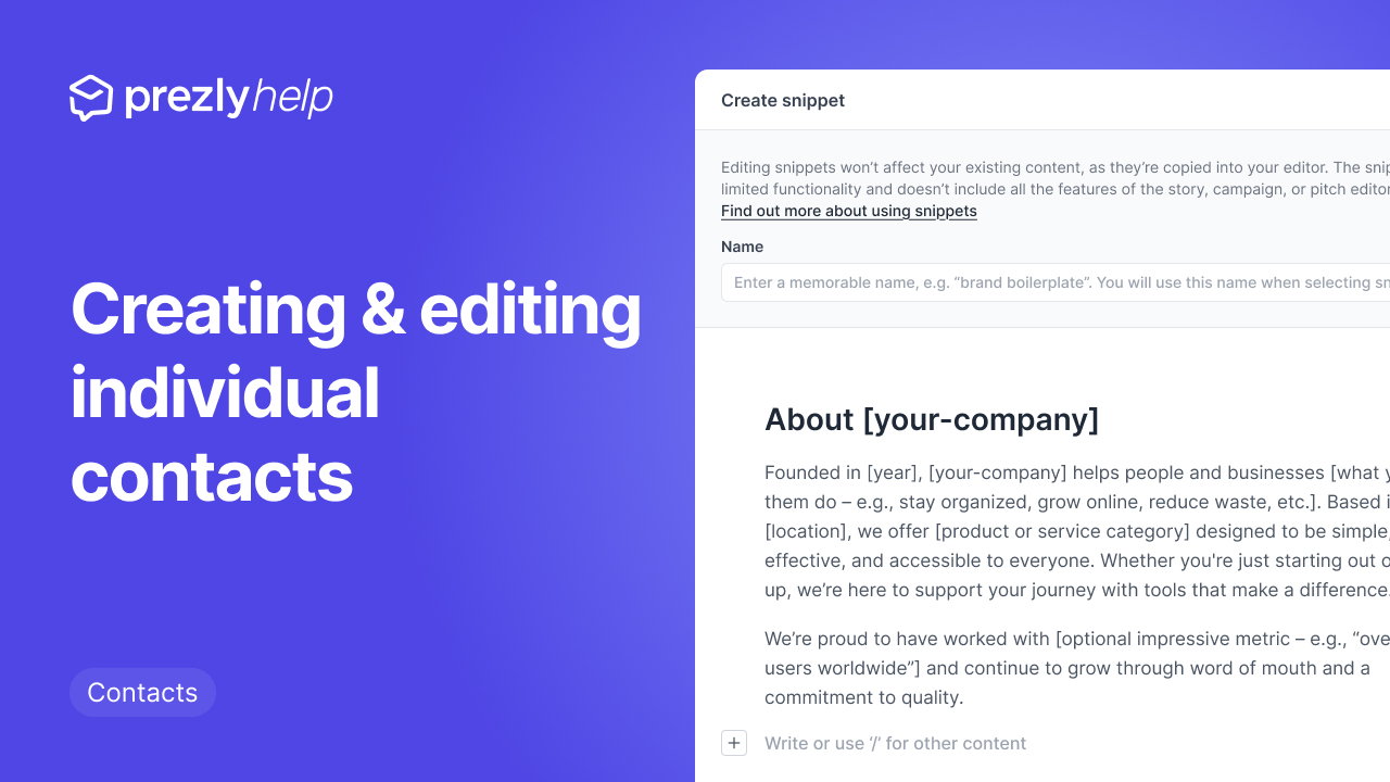 Creating & editing individual contacts