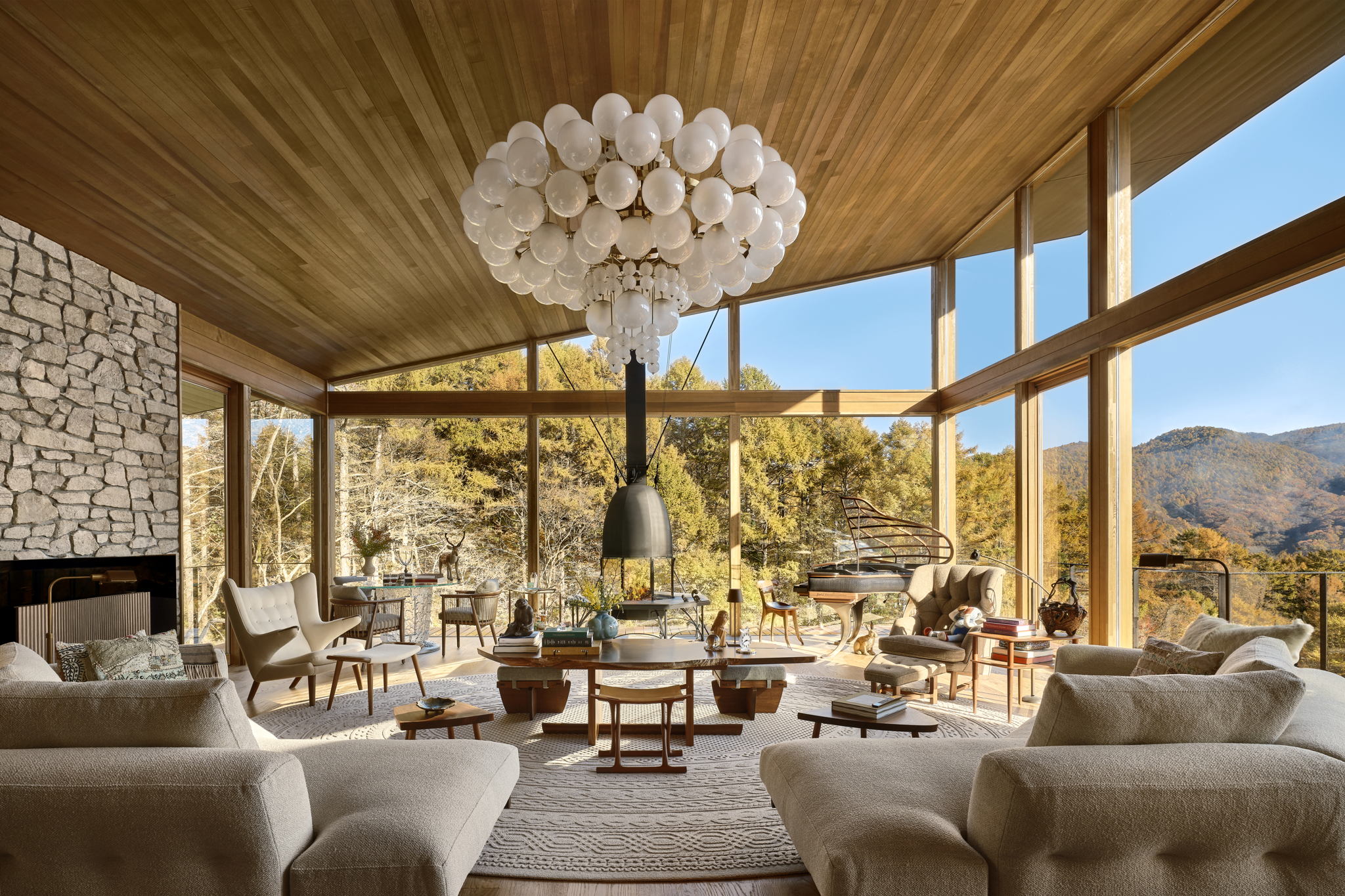 Living room - AB Concept's private residence Itsu Sho Sha, Karuizawa, Japan. Photography by: Owen Raggett