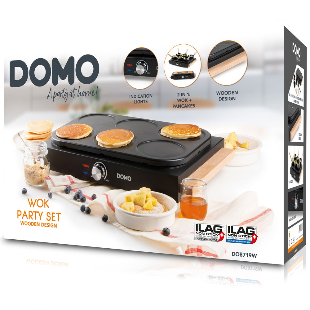 DO8719W Gourmet/wokset - Wooden design - 2-in-1