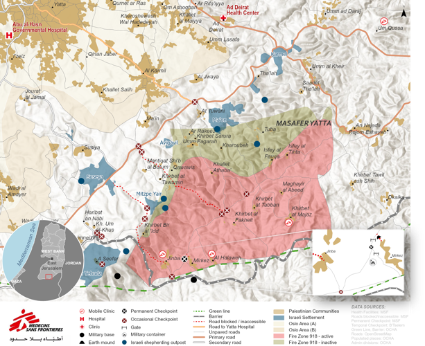 Map-Masafer Yatta Access challenges - Copyright MSF Map-Masafer Yatta Access challenges - Copyright MSF