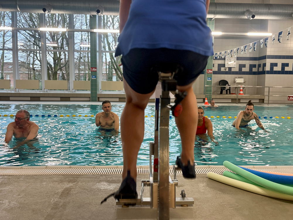 Spinning op waterfietsen