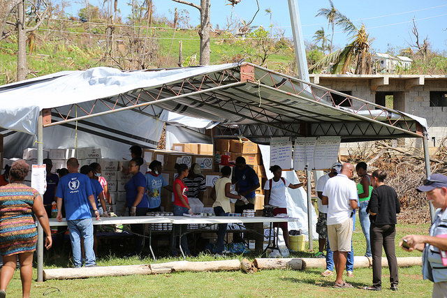 Preparation of relief packages in the Kalinago Territory, Dominica.