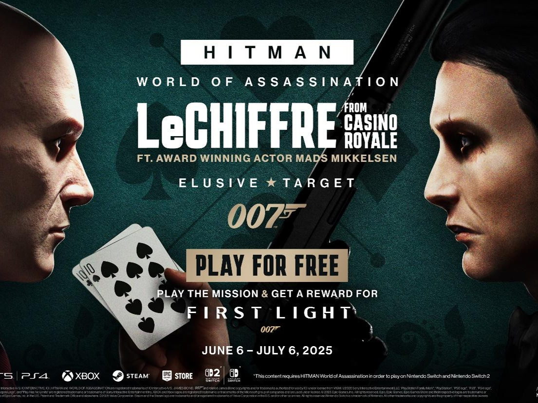 La star de cinéma Mads Mikkelsen revient dans le rôle de Le Chiffre, la nouvelle Cible Fugitive de HITMAN World of Assassination