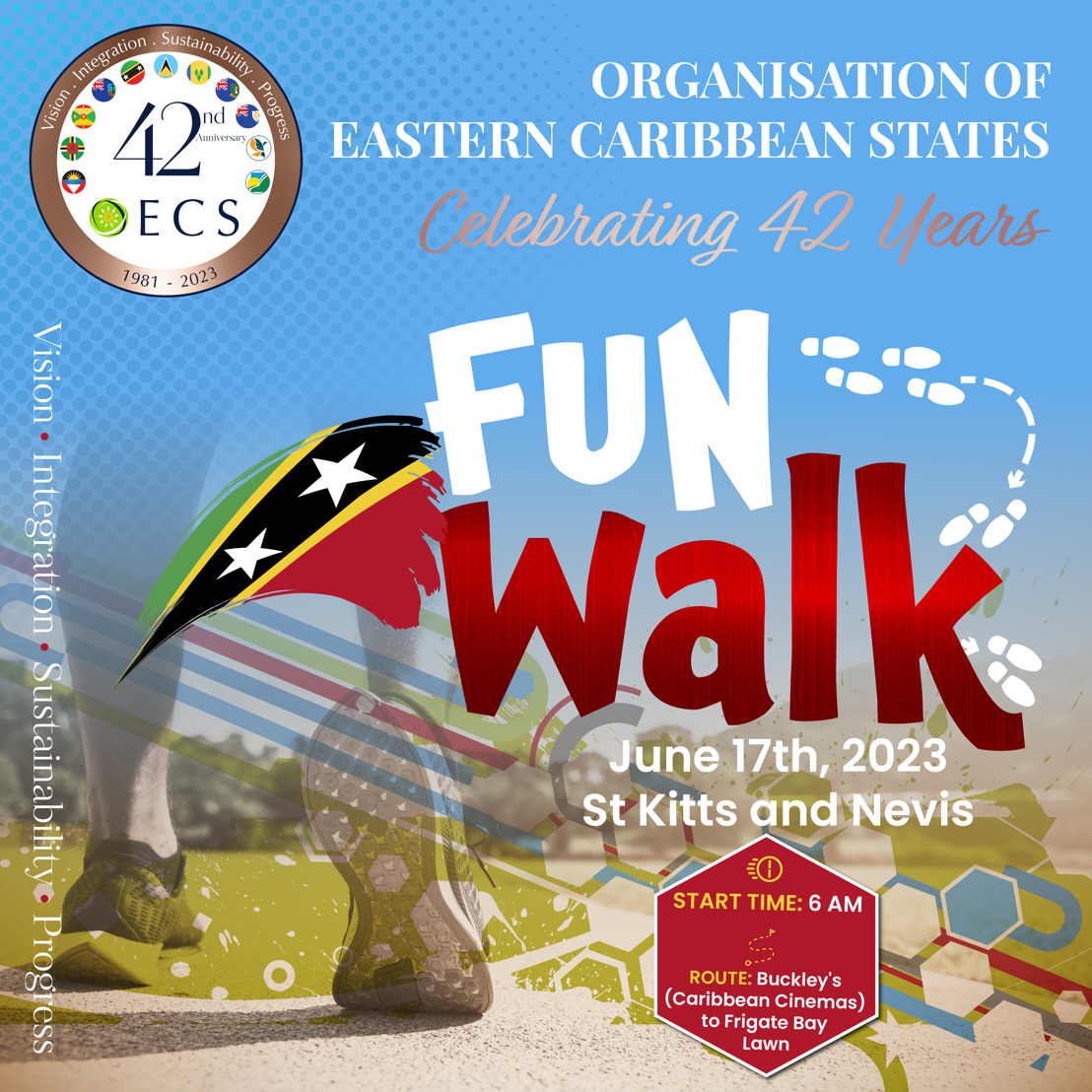 OECS to host Fun Walk in St Kitts and Nevis as part of  42nd Anniversary celebrations