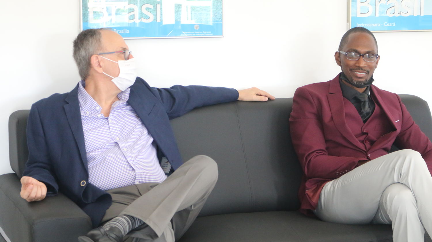 Brazilian Ambassador H.E. Mr. Anuar Nahes and Senior Technical Specialist at the OECS Pharmaceutical Procurement Service Mr. Abraham S. Weekes.