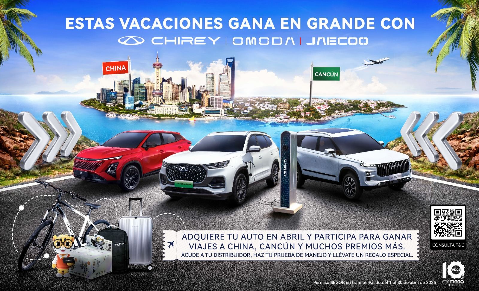 Chirey México presenta un regalo sorpresa durante abril: Compra un auto Chirey y gana un viaje a China 