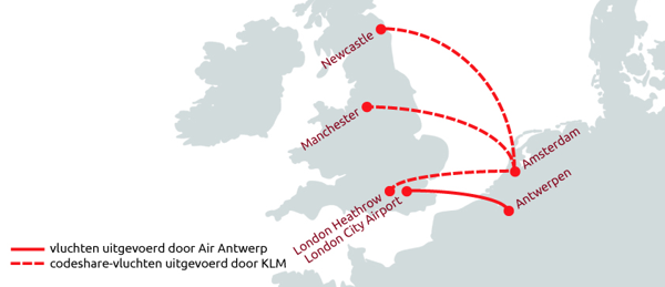 Air Antwerp en KLM sluiten codeshare-overeenkomst op routes tussen Amsterdam en het Verenigd Koninkrijk