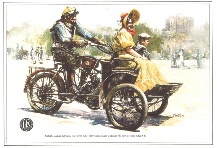 Several dozen paintings by Vladimír Bidlo (1926 – 1997) give an
impression of the historical models produced by L&K and ŠKODA
as well as the atmosphere of the era when the LW three-wheeler
was being manufactured. Several dozen paintings by Vladimír Bidlo (1926 – 1997) give an
impression of the historical models produced by L&K and ŠKODA
as well as the atmosphere of the era when the LW three-wheeler
was being manufactured.
