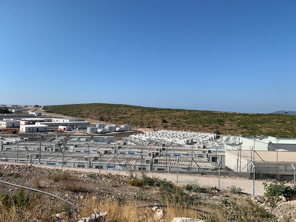 Located 5km away from Vathy city in the middle of nowhere and surrounded by three layers of fence and barded wire, the new centre is designed to host up to 3,000 people. Patients and people who live in Vathy reception centre describe it as an open-air prison. Copyright: MSF/Evgenia Chorou 