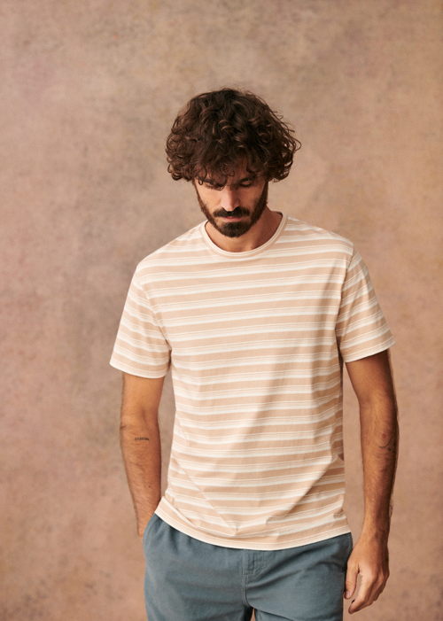 Octobre Editions - T-Shirt Jace Rayures Beige Écru