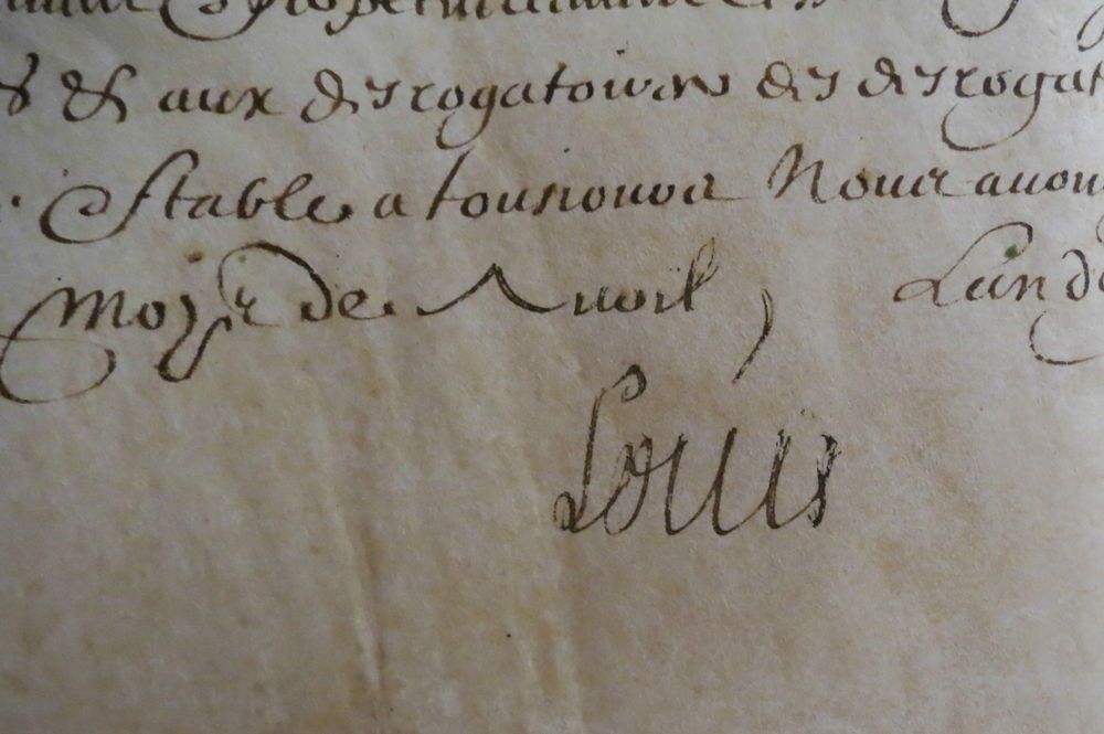 Originele handtekening van de 9-jarige Lodewijk XIV