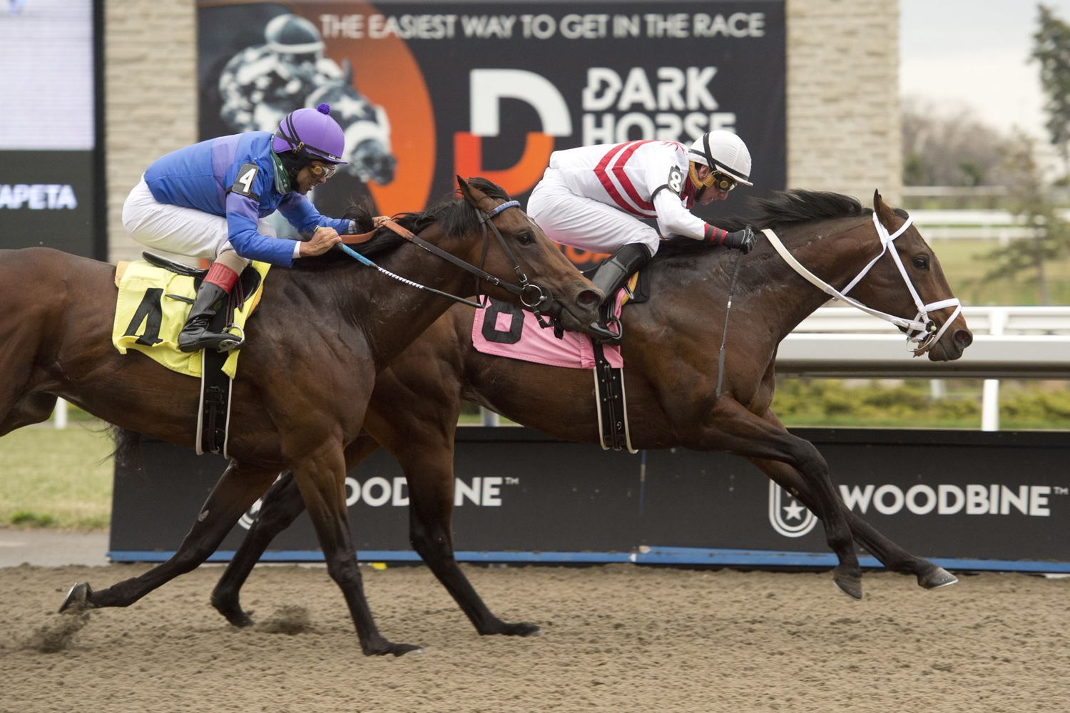 Uncle Joe and jockey Gary Boulanger winning on May 1, 2022 at Woodbine (Michael Burns Photo)