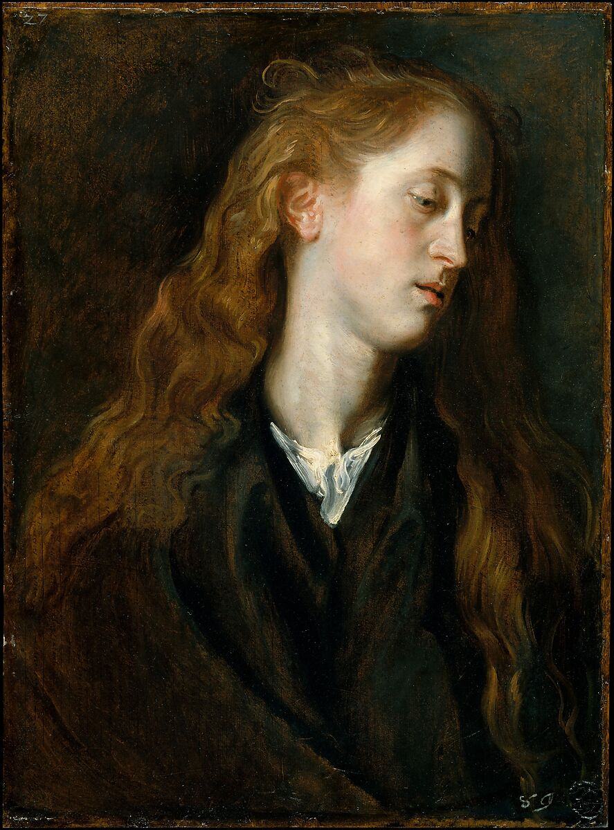 Study Head of a Young Woman by Flemish painter Anthony van Dyck (1599-1641)