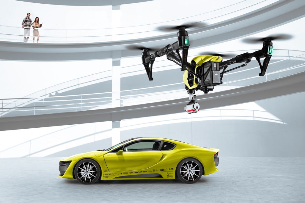Auto & Drone gecombineerd volgens Rinspeed