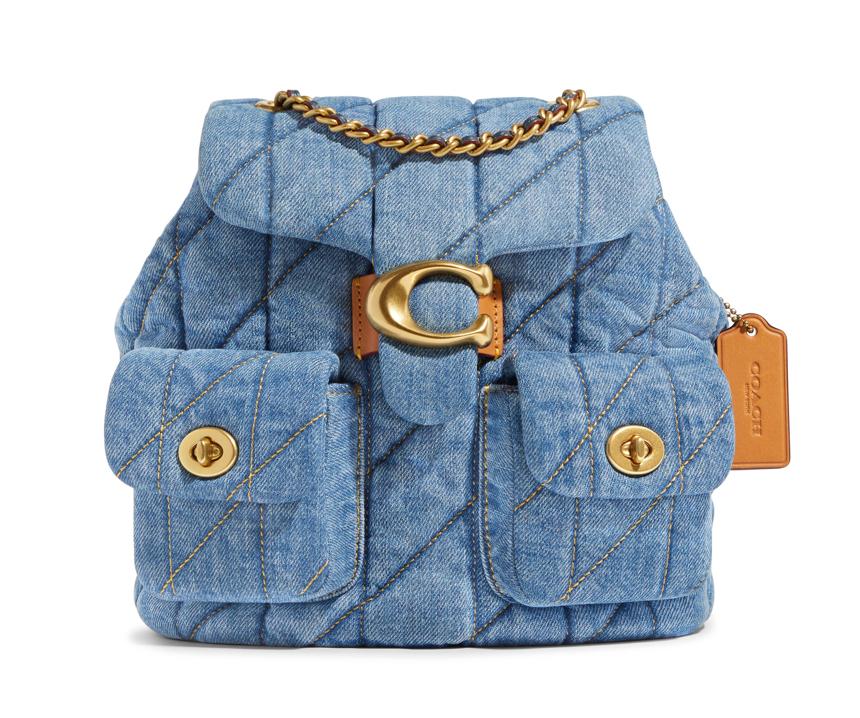 Quilted Tabby Backpack Denim Quilted Tabby Backpack Denim