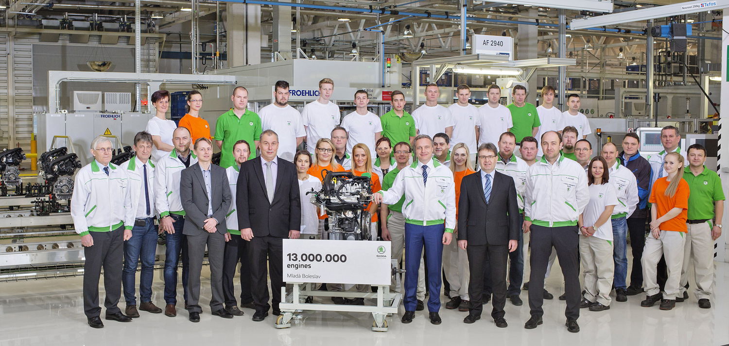 ŠKODA celebrates 13 millionth engine from Mladá Boleslav and launches production of new 1.0 TSI ŠKODA has produced the 13 millionth engine. At the same time, the production of the new 1.0 TSI powertrain commences at the Mladá Boleslav engine plant. The three-cylinder turbo petrol engine belongs to the EA 211 family of engines, which ŠKODA builds in four displacement volumes.
