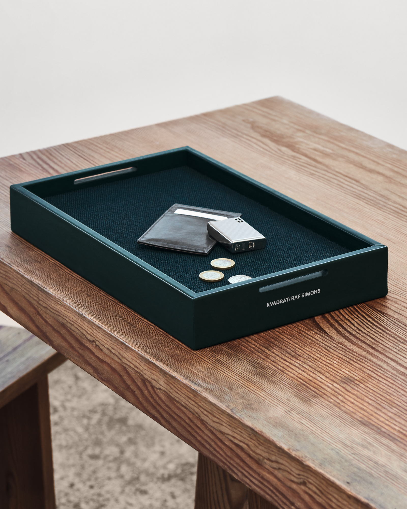 Kvadrat/Raf Simons. The Shaker System. Leather Mirror Tray in Dark Green