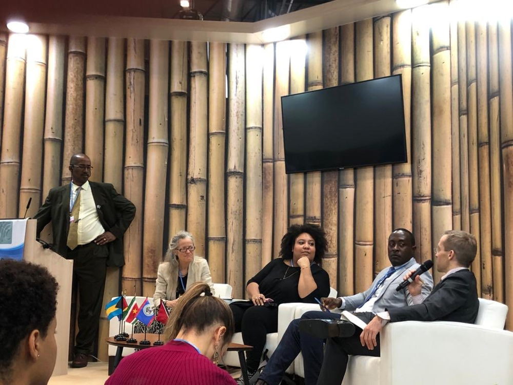 Chamberlain Emmanuel, Head of the OECS Environmental Sustainability Cluster; and Crispin d'Auvergne, Coordinator for Climate Change and Disaster Risk Management in the OECS, participate in a panel discussion on Human Mobility in the Context of Climate Change on the sidelines of COP25. Chamberlain Emmanuel, Head of the OECS Environmental Sustainability Cluster; and Crispin d'Auvergne, Coordinator for Climate Change and Disaster Risk Management in the OECS, participate in a panel discussion on Human Mobility in the Context of Climate Change on the sidelines of COP25.