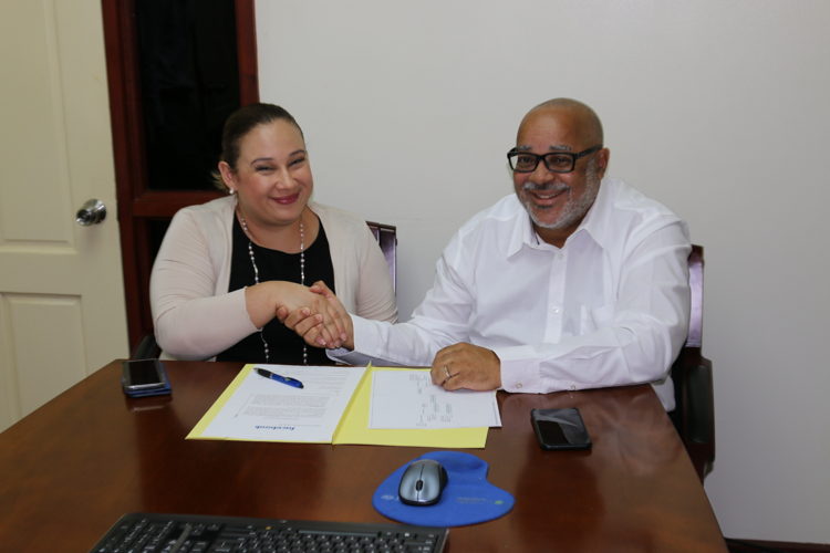 Public Policy Manager Caribbean Region of Facebook Claudia Giraldo and Director General of the OECS Dr. Didacus Jules