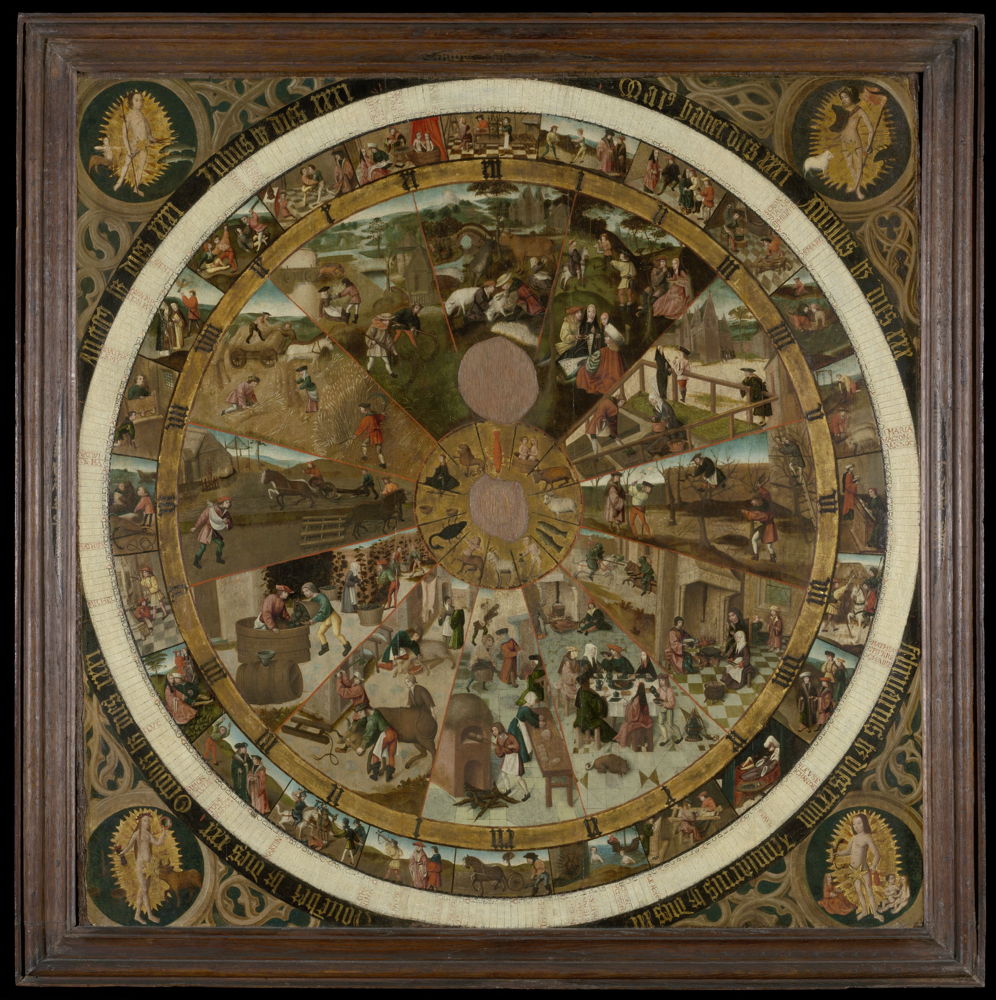 Exposé dans 'Prenez votre temps': 
Cadran calendrier, Brabant, ca. 1500, olieverf op eikenhout © M Leuven, CC0, bron: www.artinflanders.be, photo Dominique Provost