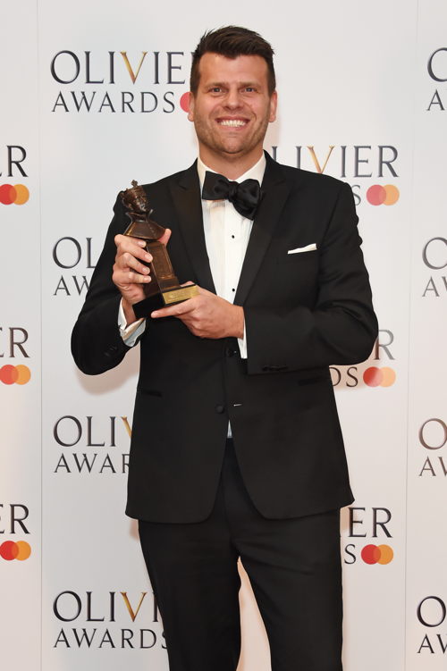Sound designer Gareth Owen receives his third Olivier for Best Sound Design  Picture credit: Getty Images
