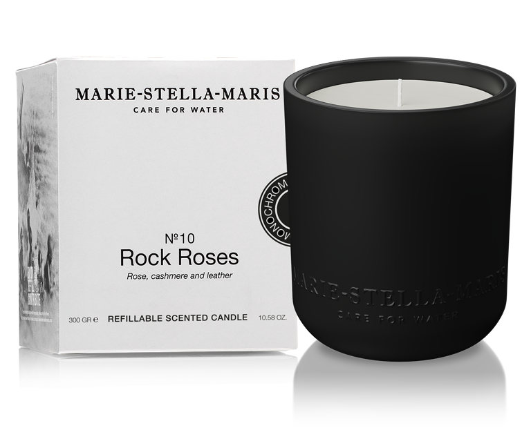 Marie-Stella-Maris Monochrome Candle Rock Roses- €39