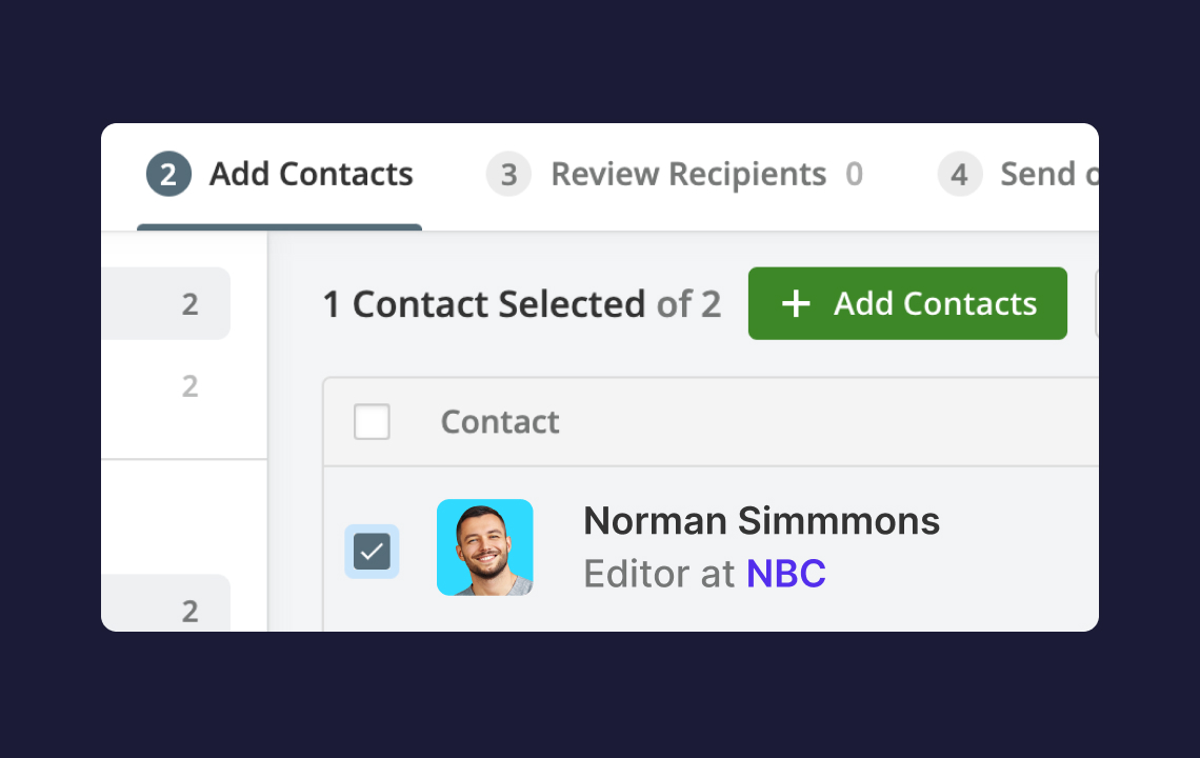 Help: Adding contacts & reviewing recipients