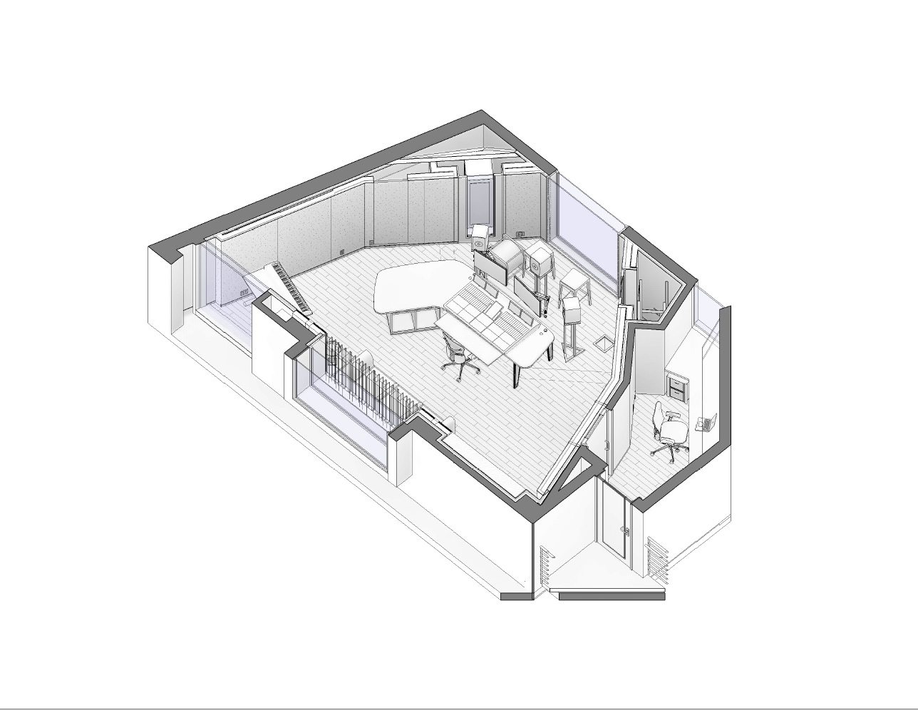 WSDG Presentation Drawing of Carter Burwell's 'The Body' Studio WSDG Presentation Drawing of Carter Burwell's 'The Body' Studio