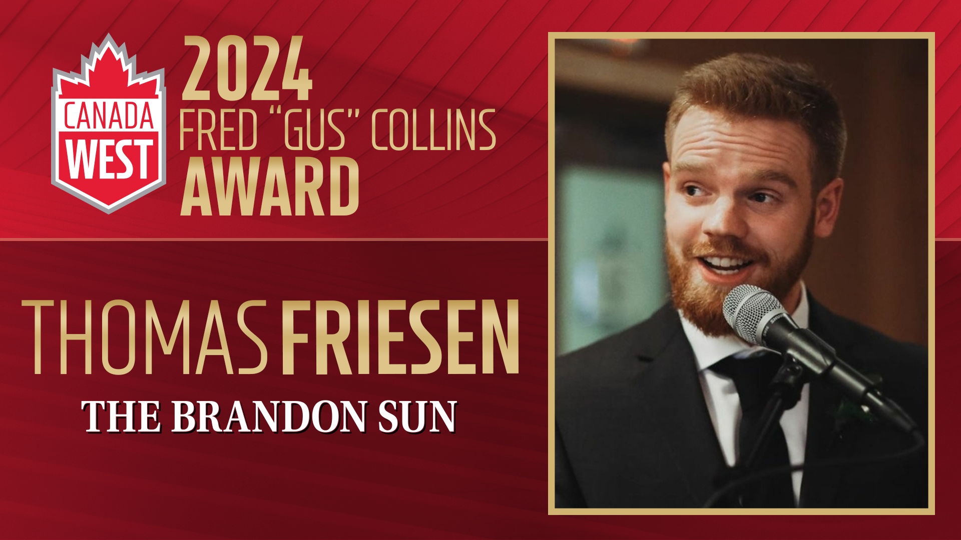 Thomas Friesen honoured with 2024 Fred “Gus” Collins Award