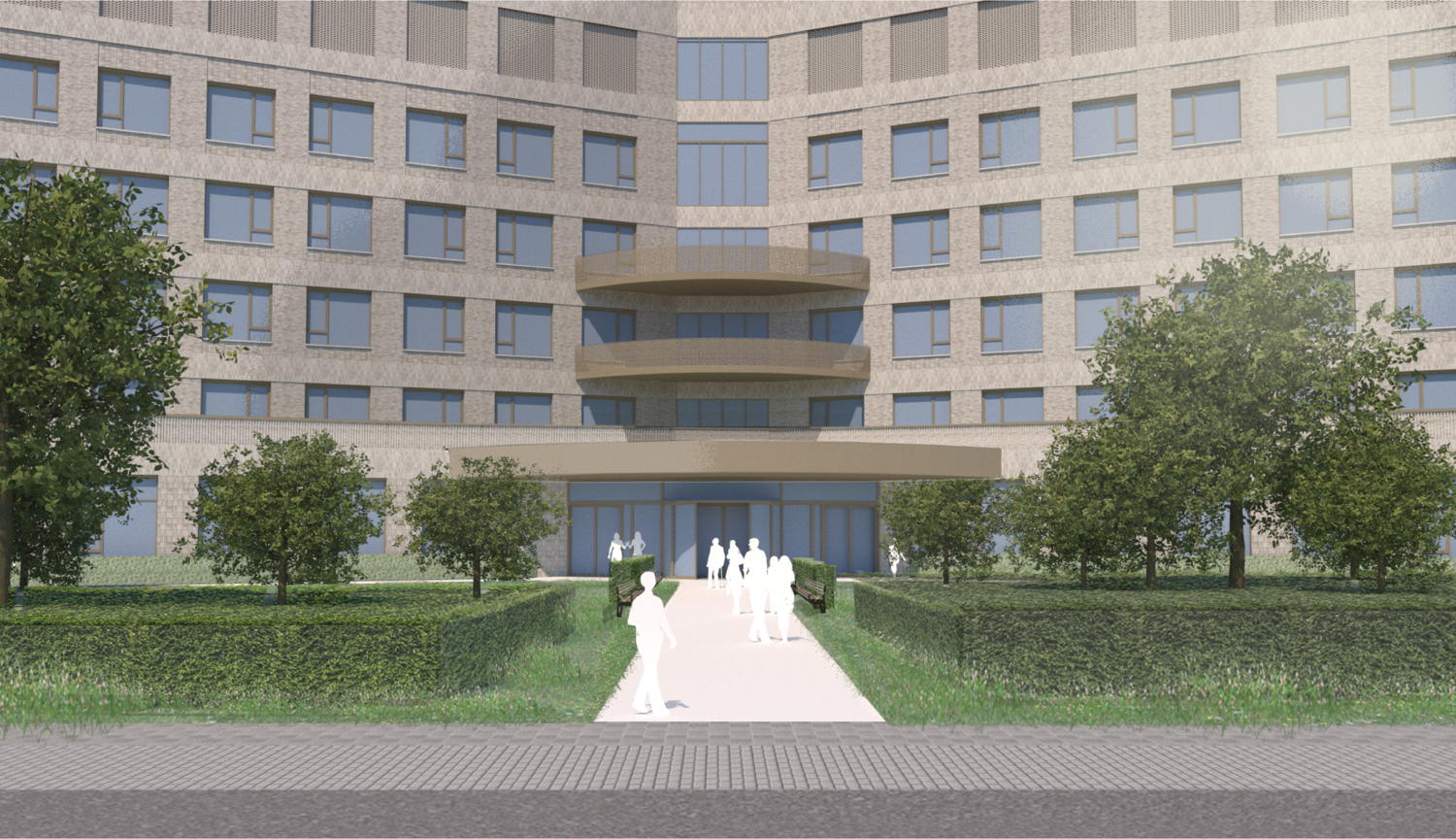 Een ontwerp van de nieuwe voorbouw aan ZAS Palfijn, klaar tegen 2028.