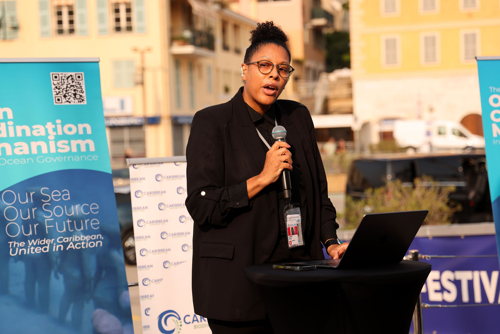 Photo: H.E. Safiya Sawney, Special Envoy and Ambassador for Climate, Government of Grenada reinforces Grenada’s support for the launch of Actioning Blue: Caribbean 30x30 Vision for the Ocean political declaration during a high-level event at the 3rd United Nations Ocean Conference (UNOC3). Photo: H.E. Safiya Sawney, Special Envoy and Ambassador for Climate, Government of Grenada reinforces Grenada’s support for the launch of Actioning Blue: Caribbean 30x30 Vision for the Ocean political declaration during a high-level event at the 3rd United Nations Ocean Conference (UNOC3).