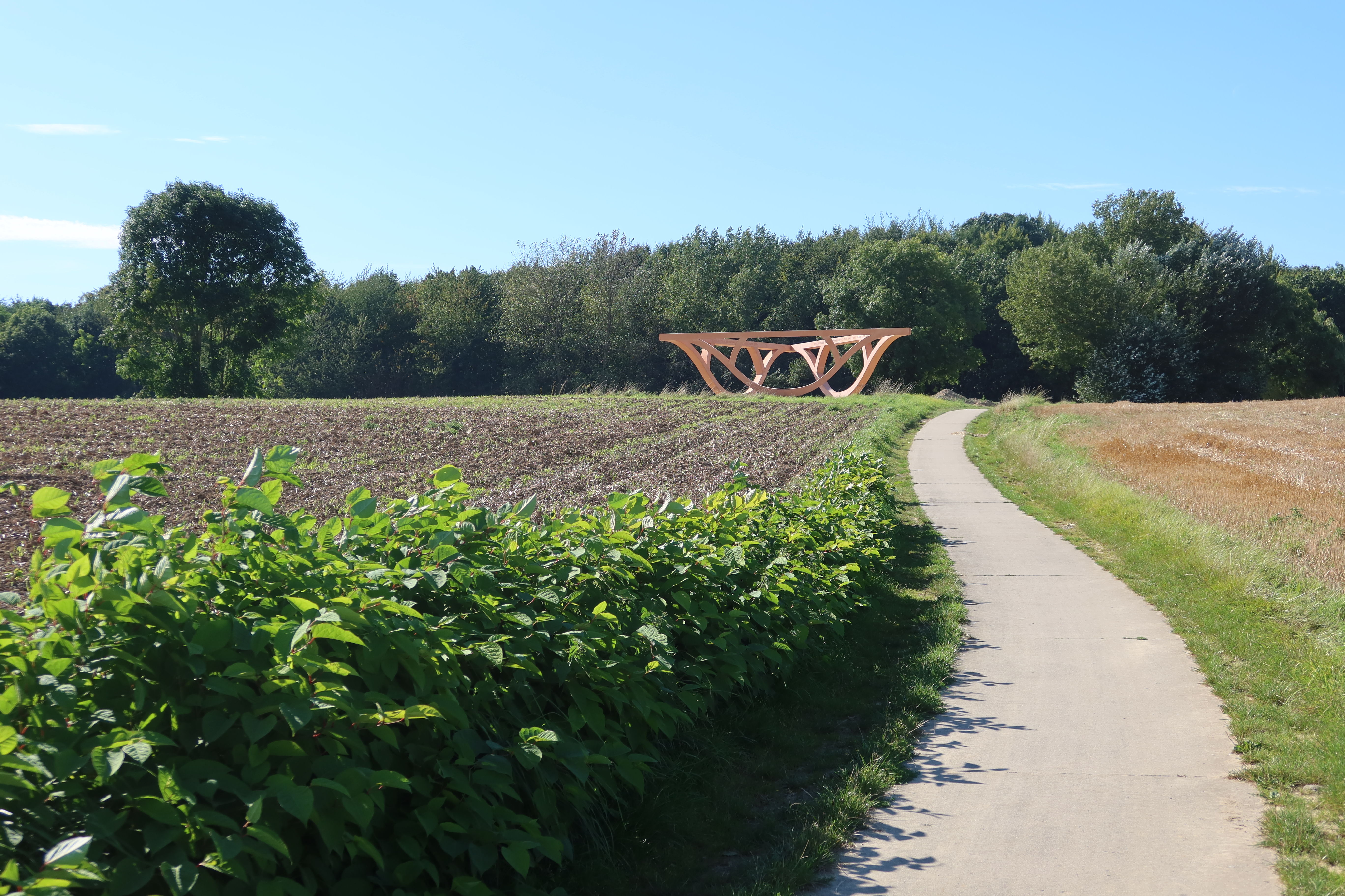 Het kunstwerk op het Plateau van Duisburg gaat op in het landschap.