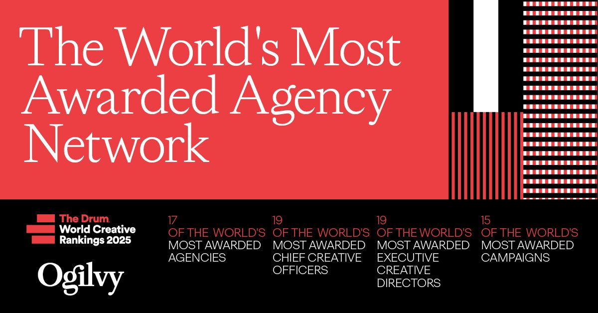 Ogilvy uitgeroepen tot meest bekroonde agentschapsnetwerk in The Drum World Creative Rankings 2024