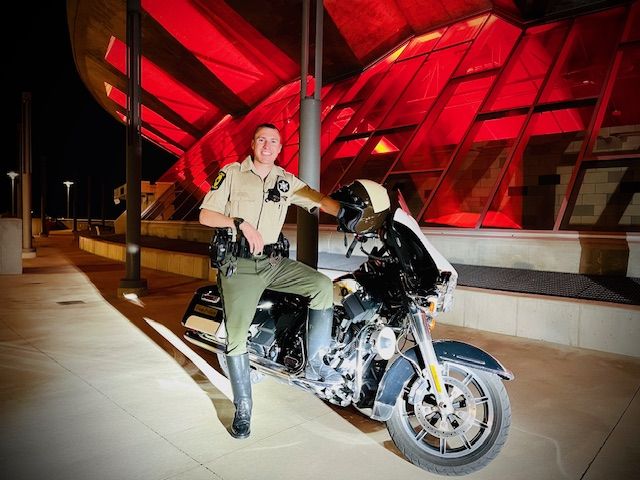 Trooper Thompsen with his motorcycle