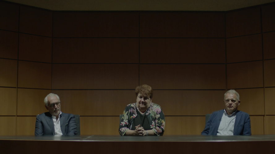 Peter D’hondt, politierechter Dendermonde – Dina Van Laethem, politierechter Halle-Vilvoorde, Geert Vandaele, politierechter Veurne (c) VRT