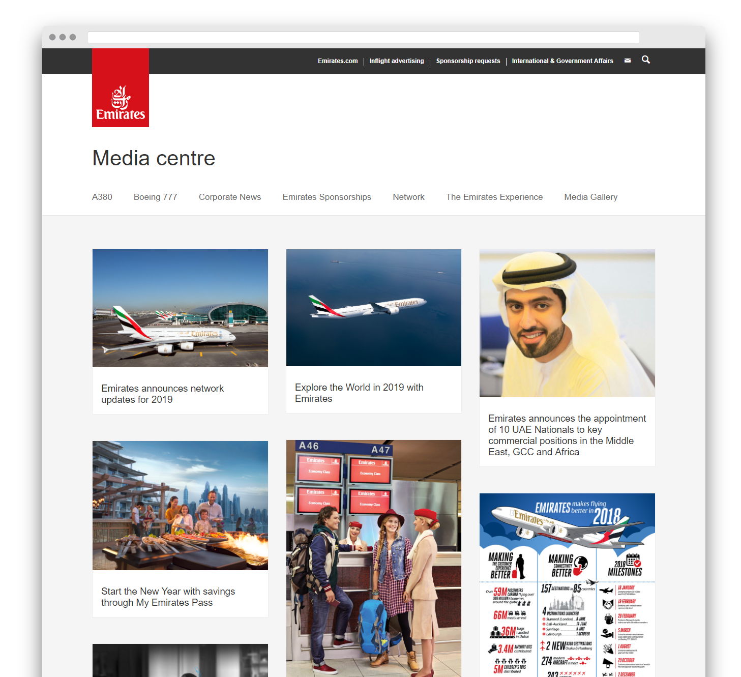 Example of Emirates Online Newsroom