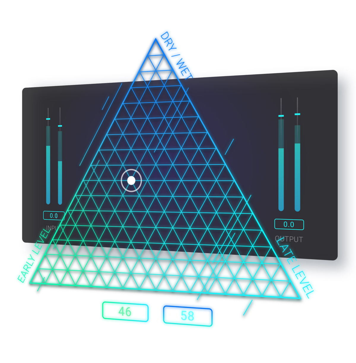 Beschleunigt den kreativen Mixing-Prozess: Mit dem innovativen Dreieckspad von EXOVERB findet man intuitiv zur perfekten Mischung