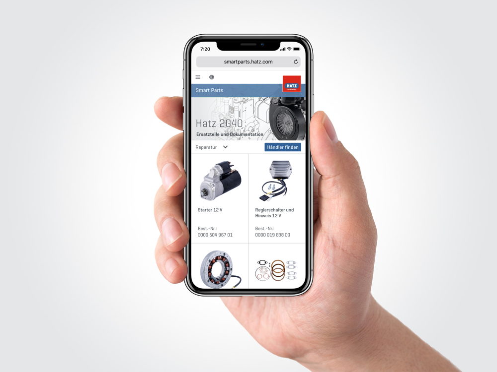 Service en ligne rapide et intelligent Hatz Smart Parts pour l'entretien, la réparation et l'utilisation