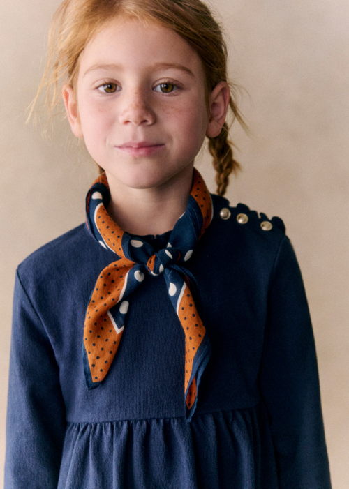 Petit Sézane - Foulard Foulard pois Bleu marine ecru