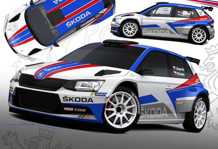 In 2018 Czech Rally Champion Jan Kopecký is defending his title driving a ŠKODA FABIA R5 in colours celebrating the 100th birthday of Czechoslovakia.