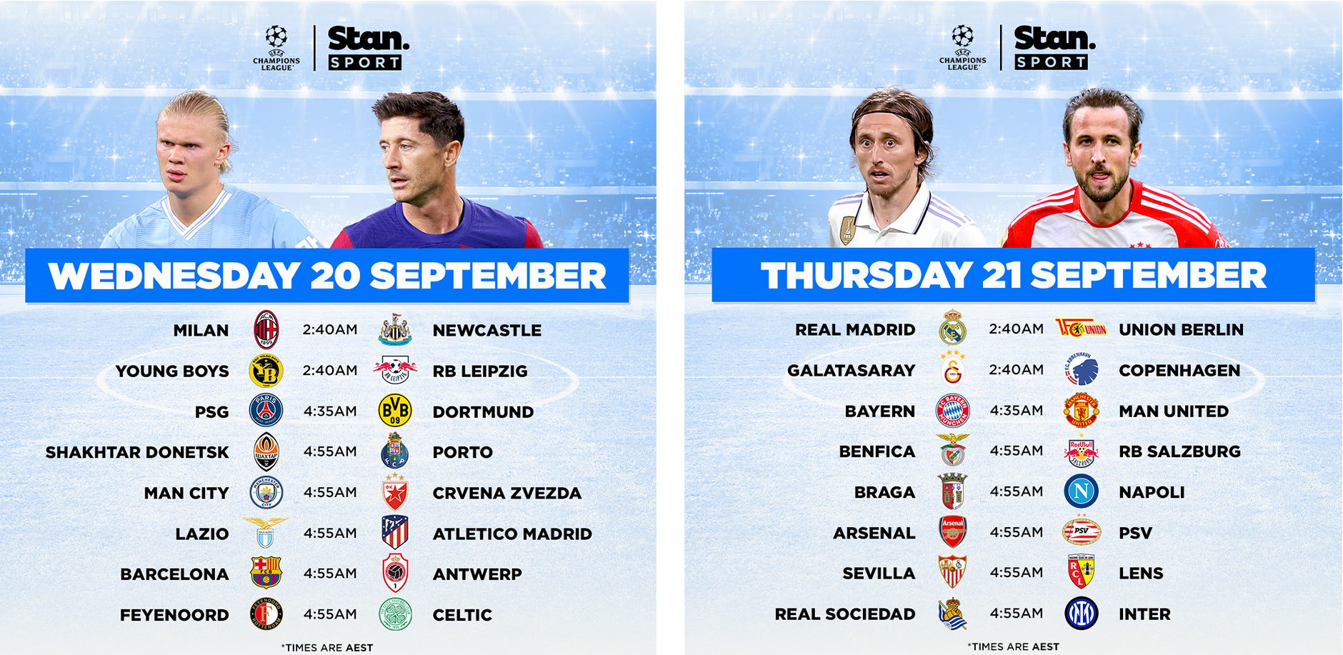 UEFA Champions League Matchday 1 schedule UEFA Champions League Matchday 1 schedule