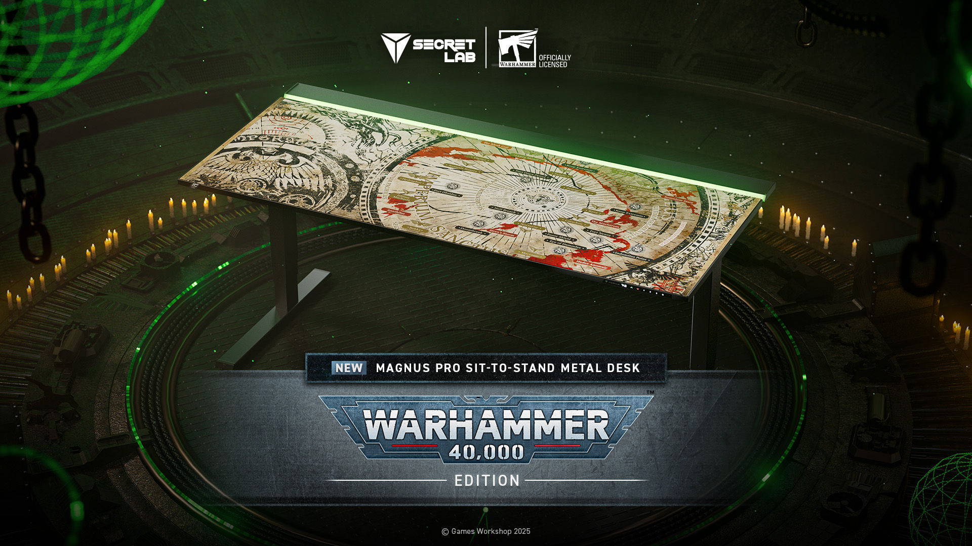 Complete your setup with the first desk from the Secretlab Warhammer 40,000 Collection